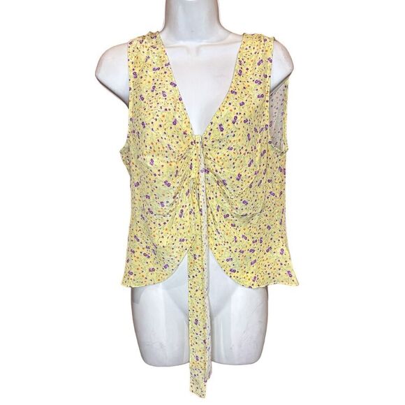 Favorite Daughter Tie-Front Blouse in Yellow Motif NWT Size Medium - Picture 5 of 8